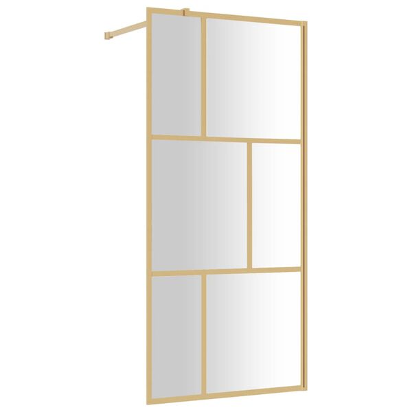 vidaXL Mampara puerta de ducha vidrio transparente ESG dorado 80x195cm
