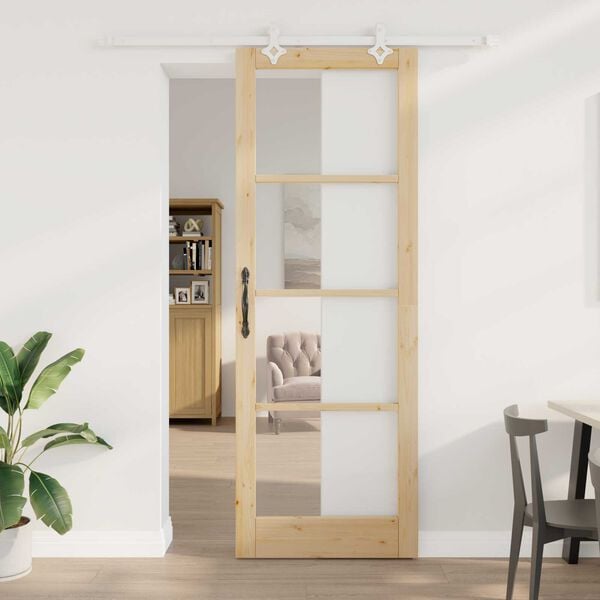 vidaXL Puerta Corredera Natural 83 x 232 cm