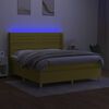 vidaXL Cama box spring colch&oacute;n y luces LED tela verde 160x200 cm