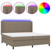 vidaXL Cama box spring colch&oacute;n y luces LED tela gris taupe 200x200 cm