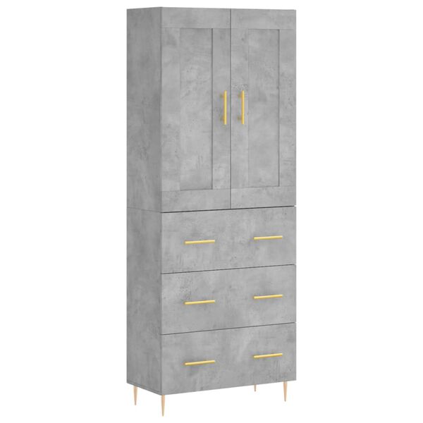 vidaXL Aparador alto madera contrachapada gris hormig&oacute;n 69,5x34x180 cm