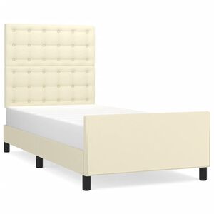 vidaXL Estructura de cama sin colch&oacute;n cuero sint&eacute;tico crema 90x200 cm
