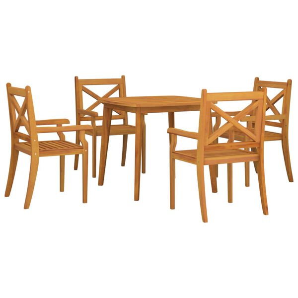vidaXL Juego de comedor de jard&iacute;n 5 piezas madera maciza de acacia