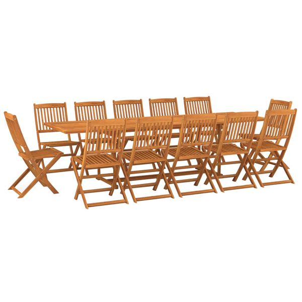 vidaXL Set comedor de jard&iacute;n 13piezas madera maciza acacia 280x90x75cm