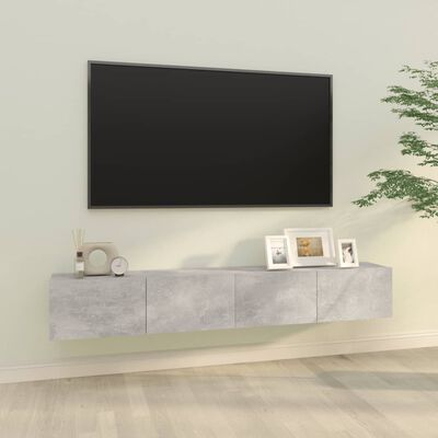 vidaXL Mueble TV de pared 2 uds madera contrachapada gris 100x30x30cm