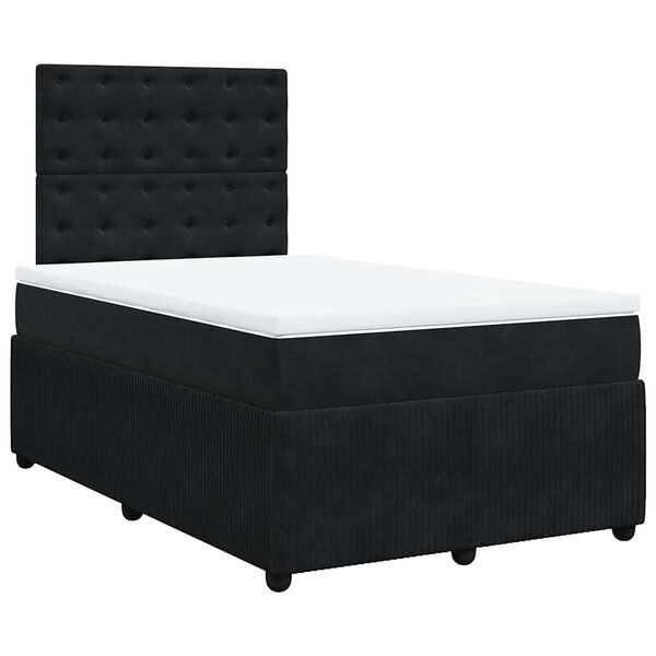 vidaXL Cama box spring con colch&oacute;n terciopelo negro 120x190 cm