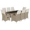 vidaXL Set de mesa y sillas de jard&iacute;n 5 pzas y cojines rat&aacute;n PE beige