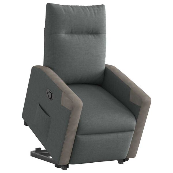 vidaXL Sill&oacute;n reclinable elevable de tela gris oscuro