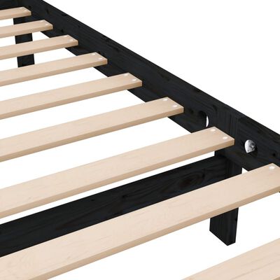 vidaXL Estructura de cama doble de madera maciza negro 135x190 cm