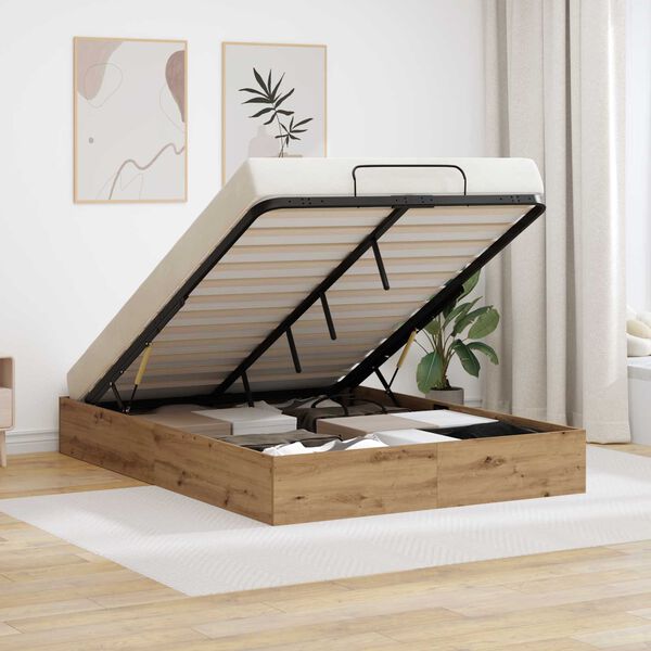 vidaXL Estructura de Cama Ottoman Roble Artesanal 140 x 200 cm