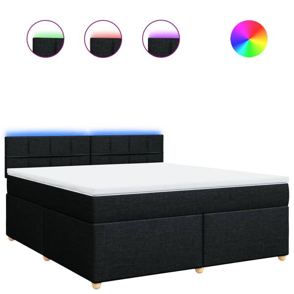 vidaXL Cama box spring con colch&oacute;n tela negro 180x200 cm
