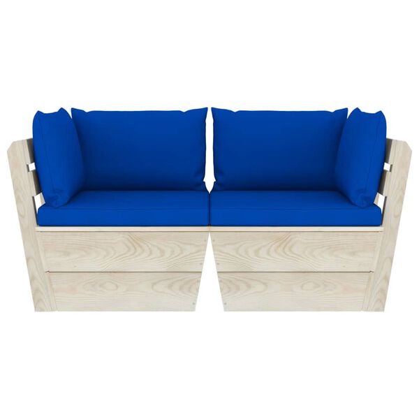 vidaXL Sofá de palets de jardín 2 plazas con cojines madera de abeto