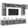 vidaXL Muebles de TV de pared con luces LED 8 piezas gris sonoma