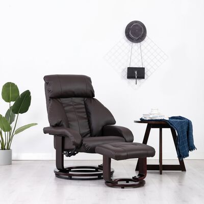vidaXL Sillón reclinable para TV con reposapiés cuero sintético marrón