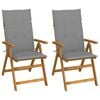 vidaXL Sillas reclinables plegables 2 uds madera maciza acacia cojines