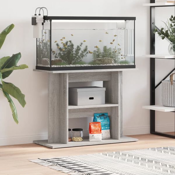 vidaXL Soporte para acuario Sonoma gris 80x35x60 cm Madera sint&eacute;tica