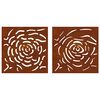 vidaXL Adorno de pared jard&iacute;n 2 uds acero corten dise&ntilde;o rosa 55x55 cm