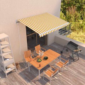 vidaXL Toldo autom&aacute;tico retr&aacute;ctil amarillo y blanco 300x250 cm