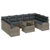 vidaXL Conjunto de sof&aacute; de jard&iacute;n 10 uds. Gris rat&aacute;n sint&eacute;tico