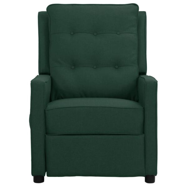 vidaXL Sill&oacute;n de masaje el&eacute;ctrico tela verde oscuro
