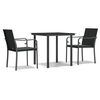 vidaXL Juego comedor jard&iacute;n 3 piezas y cojines rat&aacute;n sint&eacute;tico y acero