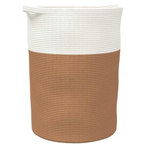 vidaXL Cesta de almacenaje algod&oacute;n marr&oacute;n y blanco &Oslash;49x65 cm