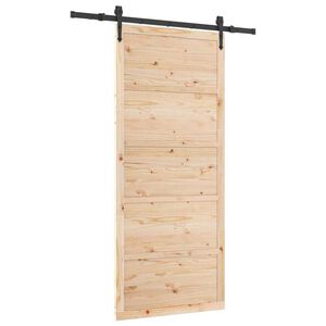 vidaXL Puerta Corredera Natural 80 x 208 cm Madera de pino macizo