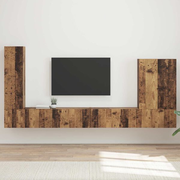 vidaXL Conjunto de mueble para TV de pared 6 pcs Madera envejecida