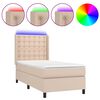 vidaXL Cama box spring colchón LED cuero sintético capuchino 100x200cm