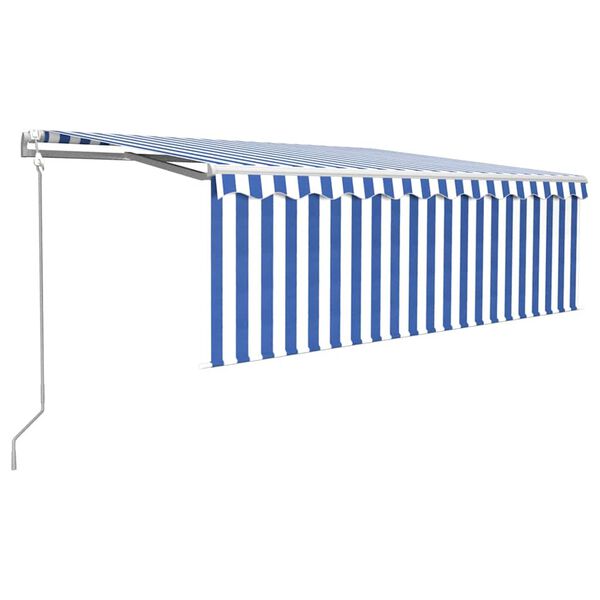 vidaXL Toldo autom&aacute;tico retr&aacute;ctil con persiana azul y blanco 4x3 m