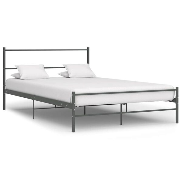vidaXL Estructura cama con cabecero sin colch&oacute;n metal gris 160x200 cm