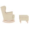 vidaXL Sill&oacute;n mecedora con taburete tela color crema