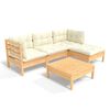 vidaXL Muebles de jard&iacute;n 5 piezas cojines madera de pino crema