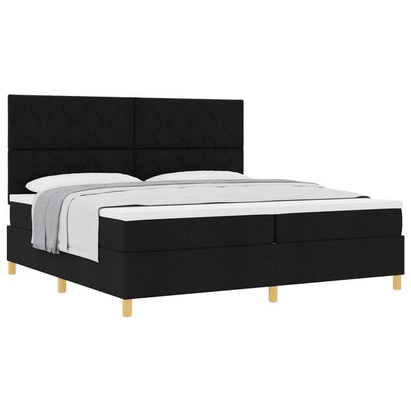 vidaXL Cama tipo Box Spring con colch&oacute;n Negro 200 x 200 cm tela