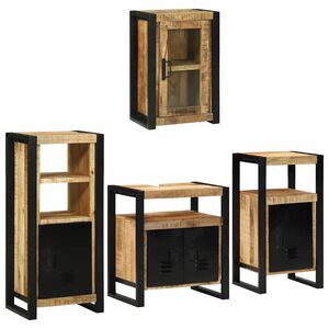 vidaXL Juego de muebles de baño 4 pcs Marrón Madera de mango maciza