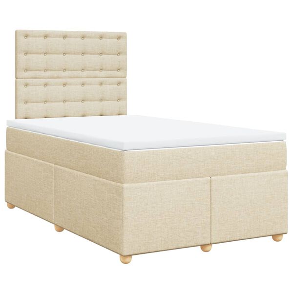 vidaXL Cama box spring con colch&oacute;n tela color crema 120x190 cm