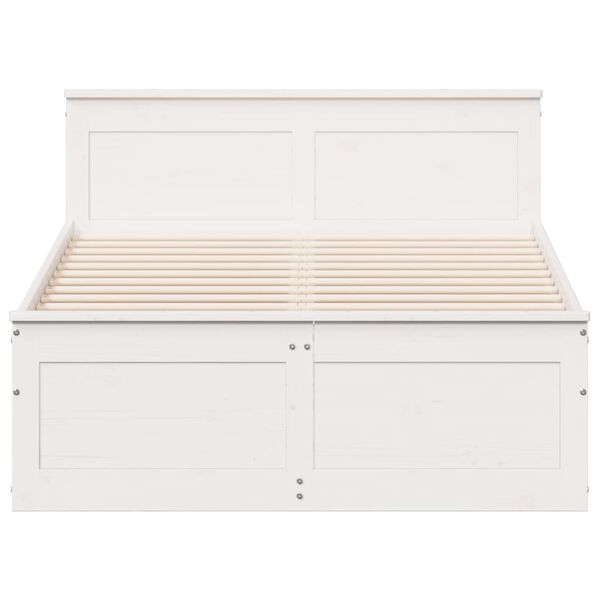 vidaXL Cama con cabecero sin colchón madera maciza blanca 120x200 cm