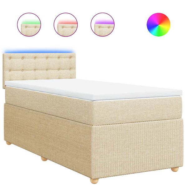 vidaXL Cama box spring con colch&oacute;n tela color crema 90x190 cm