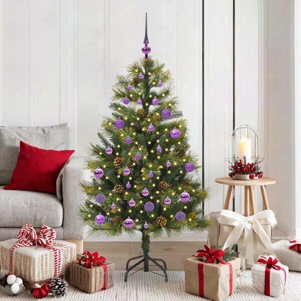 vidaXL &Aacute;rbol de Navidad artificial con ramas plegables y conos 150 cm