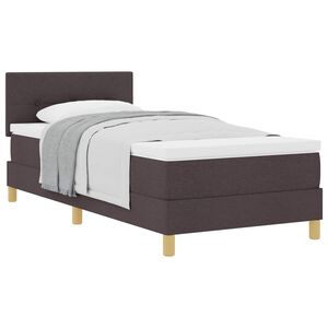 vidaXL Cama tipo Box Spring con colch&oacute;n Marr&oacute;n Oscuro 90 x 190 cm tela