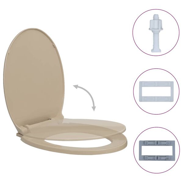 vidaXL Tapa y asiento de v&aacute;ter con cierre suave ovalada beige