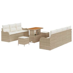 vidaXL Conjunto de sof&aacute;s de jard&iacute;n 10 pcs Beige rat&aacute;n sint&eacute;tico