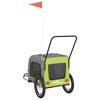 vidaXL Remolque de bicicleta mascotas hierro tela Oxford verde gris
