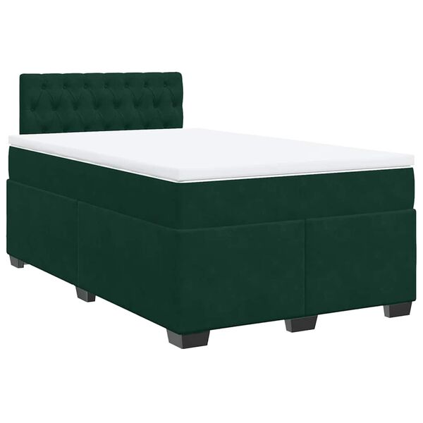 vidaXL Cama box spring con colch&oacute;n terciopelo verde oscuro 120x190 cm