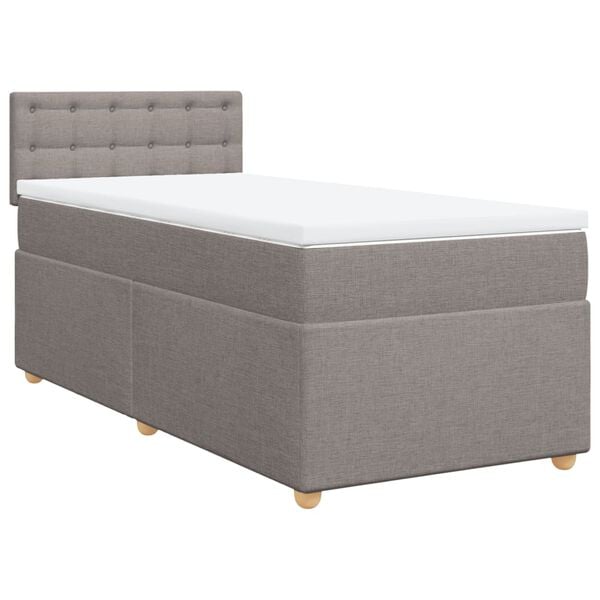 vidaXL Cama box spring con colch&oacute;n tela gris taupe 100x200 cm