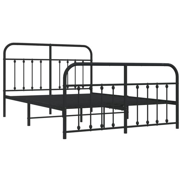 vidaXL Estructura cama sin colch&oacute;n con estribo metal negro 140x200 cm