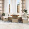 vidaXL Conjunto de sof&aacute; de jard&iacute;n 9 pcs Beige Polirat&aacute;n
