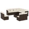 vidaXL Set de sof&aacute;s de jard&iacute;n y cojines 12 pzas rat&aacute;n sint&eacute;tico marr&oacute;n