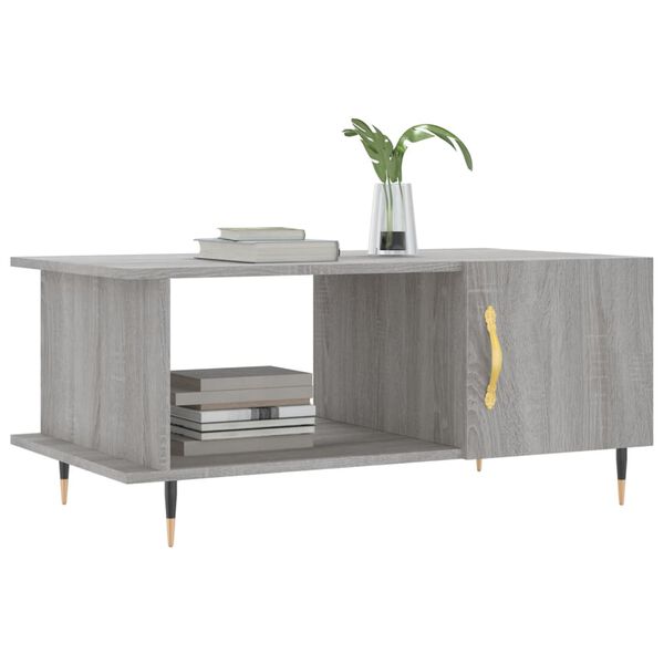 vidaXL Mesa de centro madera contrachapada gris Sonoma 90x50x40 cm