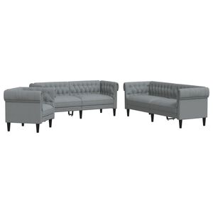 vidaXL Juego de sof&aacute;s 3 piezas tela gris claro